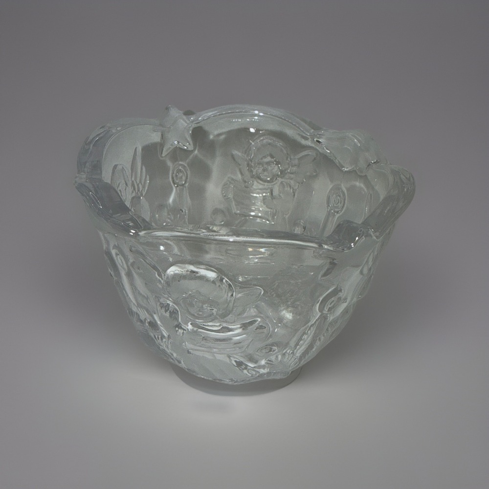 Mikasa Holiday Lights Votive Candle Holder Frosted Glass Angel Candle